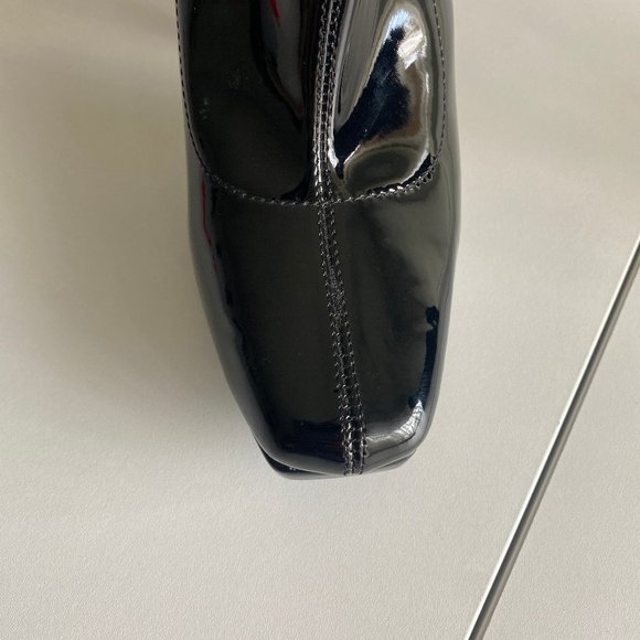 Anne Michelle Womens Glossy Heels Chunky Square Size 6 Ankle Zip Up Black NEW - Picture 9 of 10